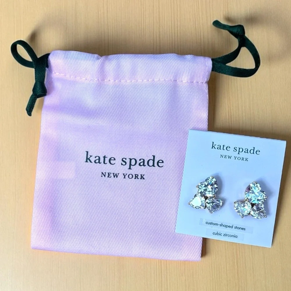 Kate Spade NWT‎ My Love Silver clear gold Earrings